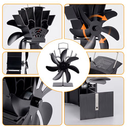 7-Blade Heat Powered Stove Fan – Quiet Eco-Fan for Efficient Fireplace & Wood Burner Heat Distribution