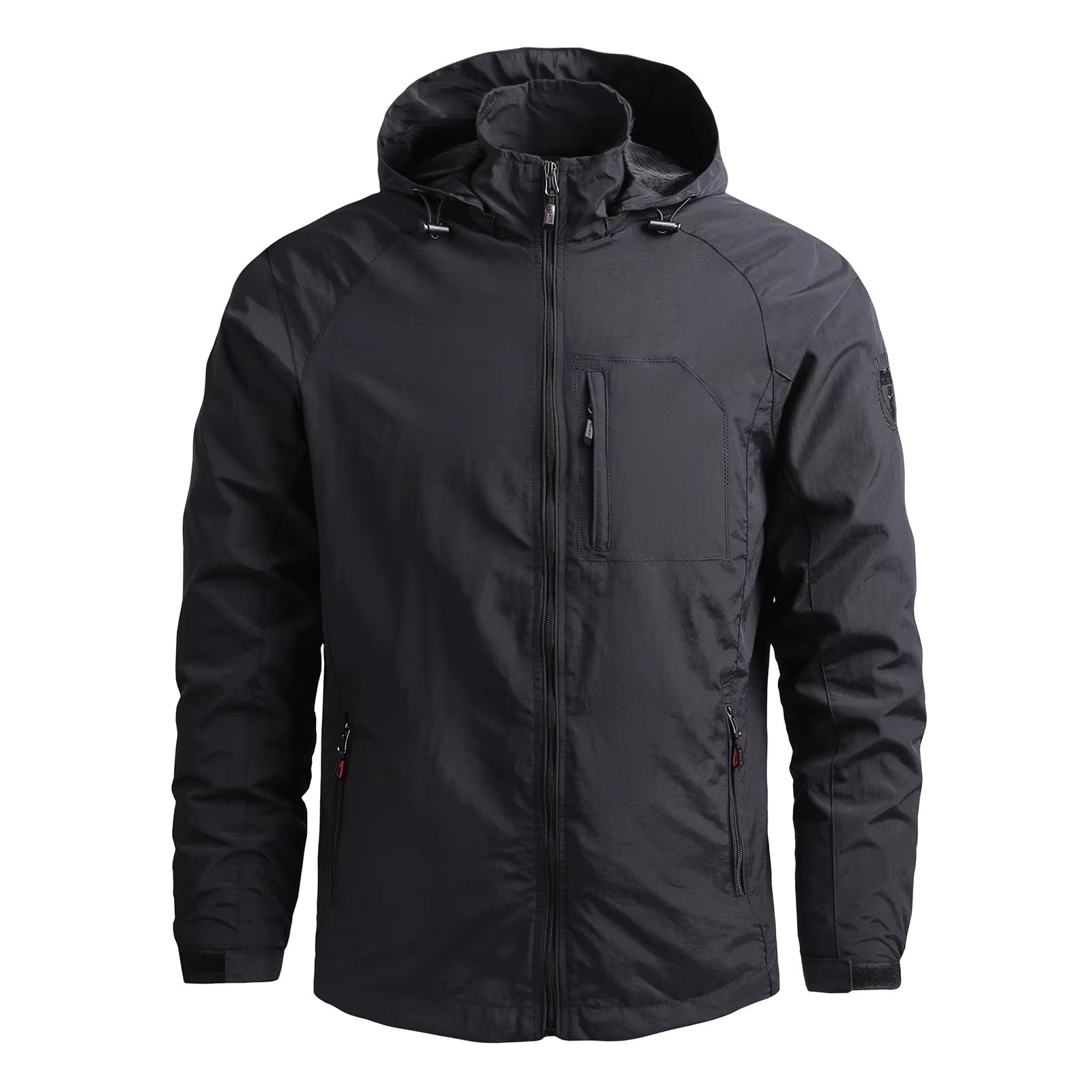 Men's Waterproof Windbreaker Tactical Jacket, Detachable Hood, Outdoor Sports Coat