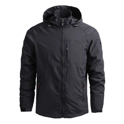 Men's Waterproof Windbreaker Tactical Jacket, Detachable Hood, Outdoor Sports Coat