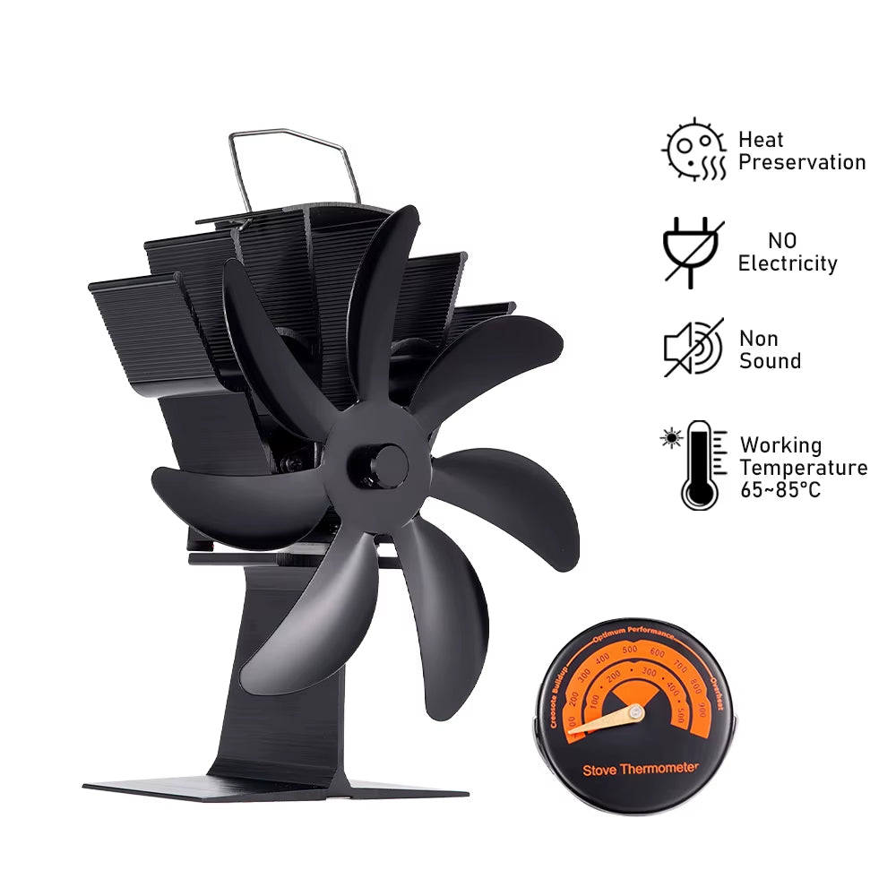 7-Blade Heat Powered Stove Fan – Quiet Eco-Fan for Efficient Fireplace & Wood Burner Heat Distribution