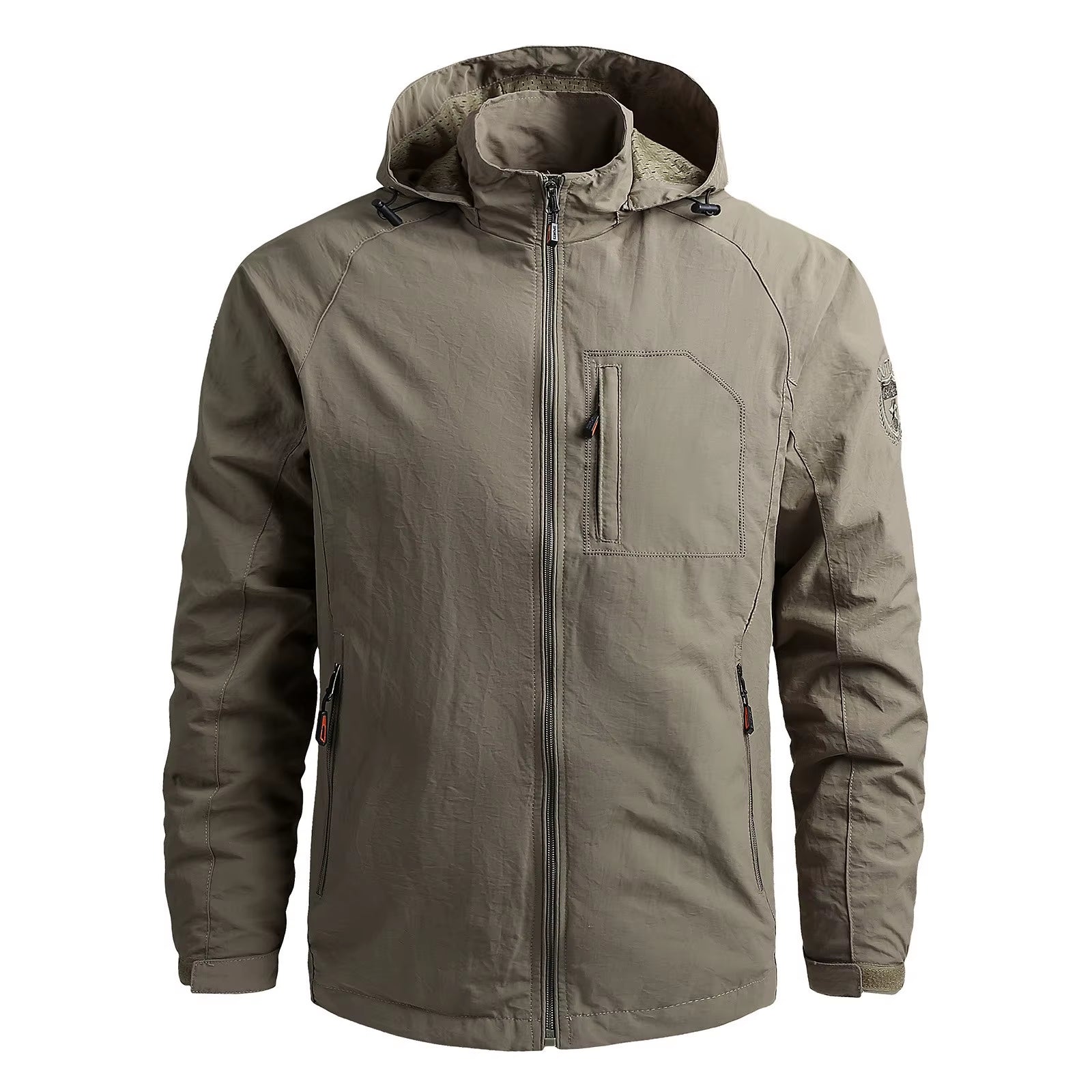 Men's Waterproof Windbreaker Tactical Jacket, Detachable Hood, Outdoor Sports Coat