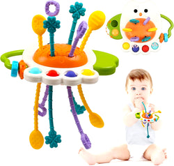 Montessori Pull String Sensory Toys – Silicone Teething & Activity Toys for Babies (6-12 Months)