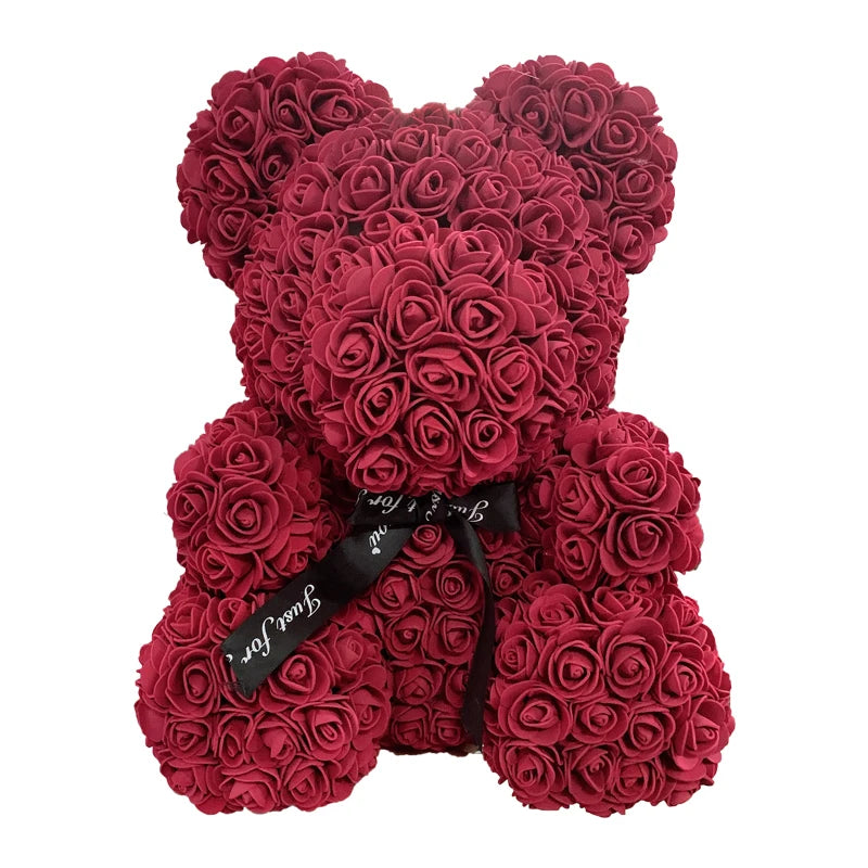 2024 Rose Bear Teddy - 40cm Heart-Shaped Artificial Rose Bear for Women | Perfect Valentine’s Day Gift