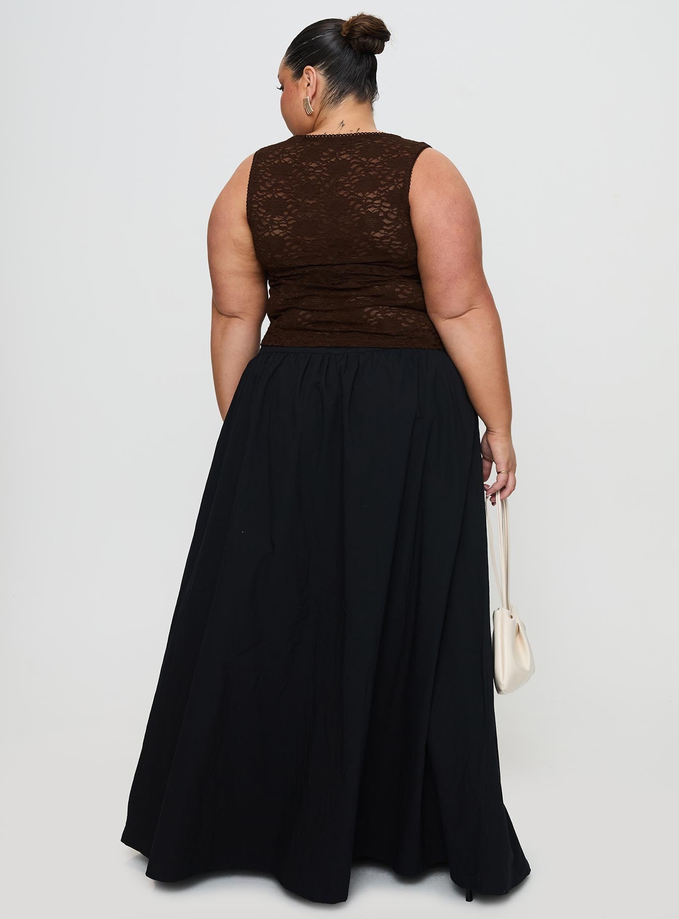 Valentina Gathered High-Waist Maxi Skirt - Onyx Black