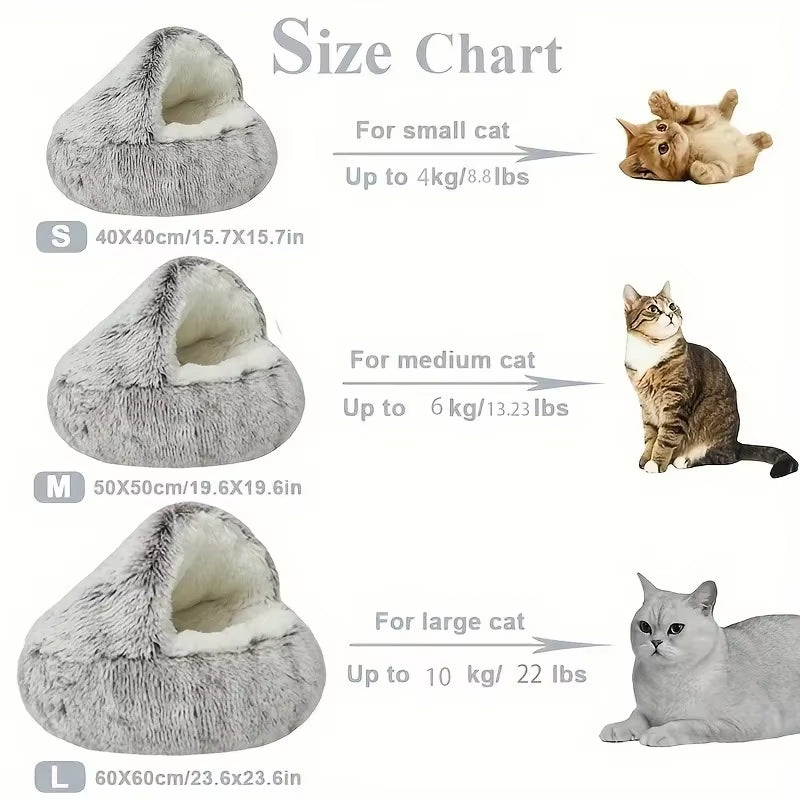 Cozy 2-in-1 Winter Plush Pet Bed – Warm Cat & Small Dog Cushion Nest