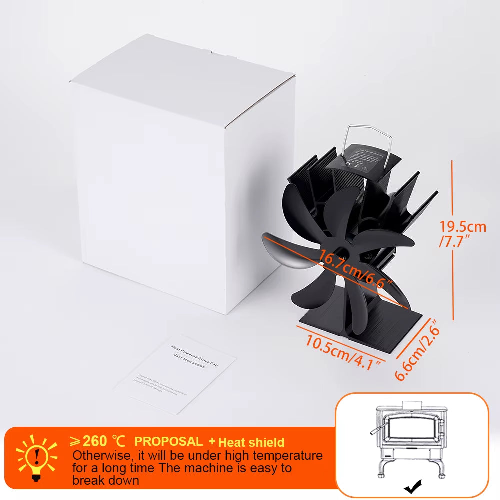 7-Blade Heat Powered Stove Fan – Quiet Eco-Fan for Efficient Fireplace & Wood Burner Heat Distribution