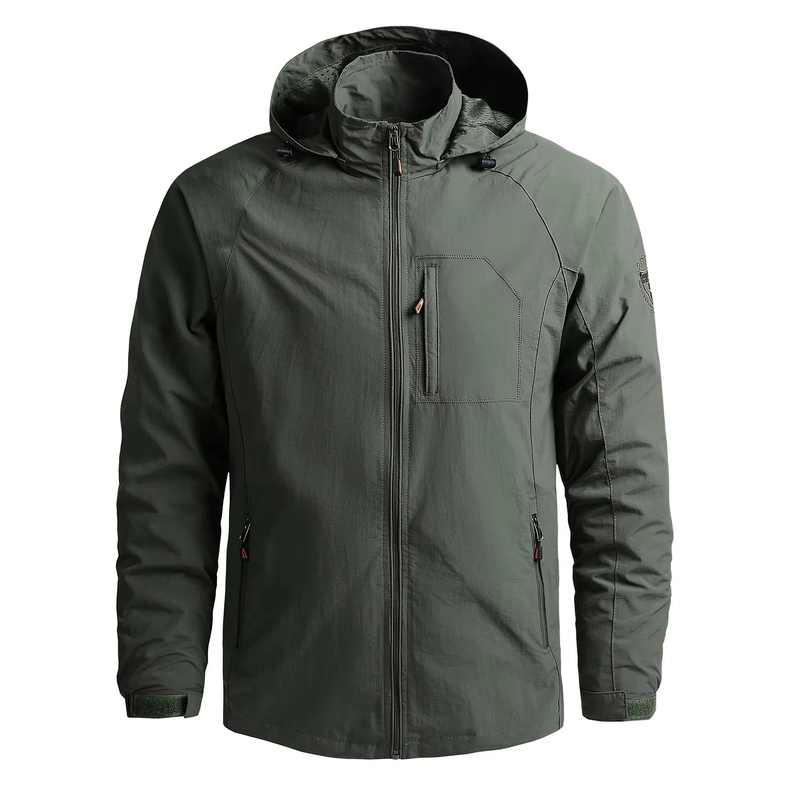 Men's Waterproof Windbreaker Tactical Jacket, Detachable Hood, Outdoor Sports Coat