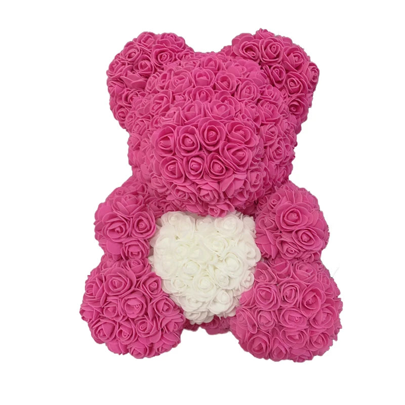 2024 Rose Bear Teddy - 40cm Heart-Shaped Artificial Rose Bear for Women | Perfect Valentine’s Day Gift