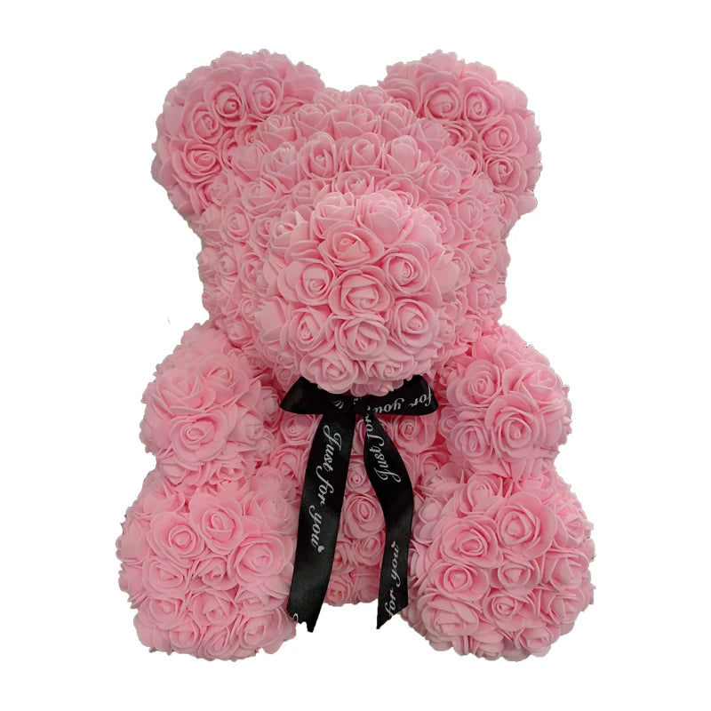 2024 Rose Bear Teddy - 40cm Heart-Shaped Artificial Rose Bear for Women | Perfect Valentine’s Day Gift