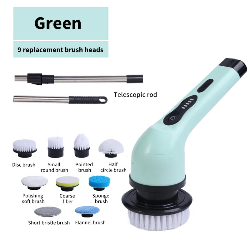 9-In-1 Electric Cleaning Brush Electric Spin Cleaning Scrubber 