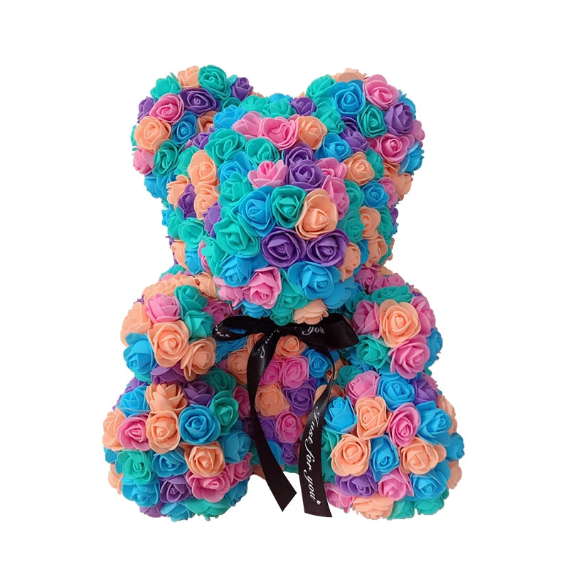 2024 Rose Bear Teddy - 40cm Heart-Shaped Artificial Rose Bear for Women | Perfect Valentine’s Day Gift