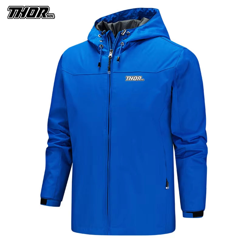 Men's Waterproof Cycling Jacket, Hooded Raincoat for Motocross & Bike Racing