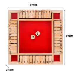 Shut the Box Dice Game – Wooden 4-Player Board for Family Fun & Party Entertainment