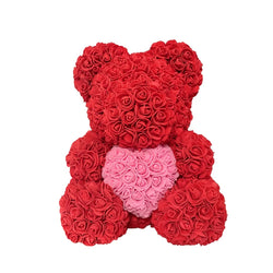 2024 Rose Bear Teddy - 40cm Heart-Shaped Artificial Rose Bear for Women | Perfect Valentine’s Day Gift"