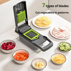 12-in-1 Multifunctional Vegetable Slicer & Cutter with Basket, Grater & Chopper