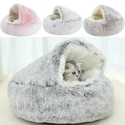 Cozy 2-in-1 Winter Plush Pet Bed – Warm Cat & Small Dog Cushion Nest