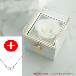 Valentine's Day Gift  Double Heart/ Engraved Name Steel Necklace Eternal Rose Box