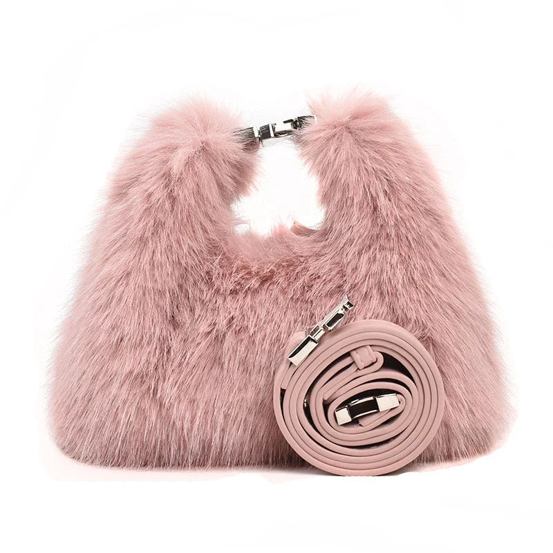 Winter Fashion Plush Women'S Hand Bag Cute Soft Faux Fur