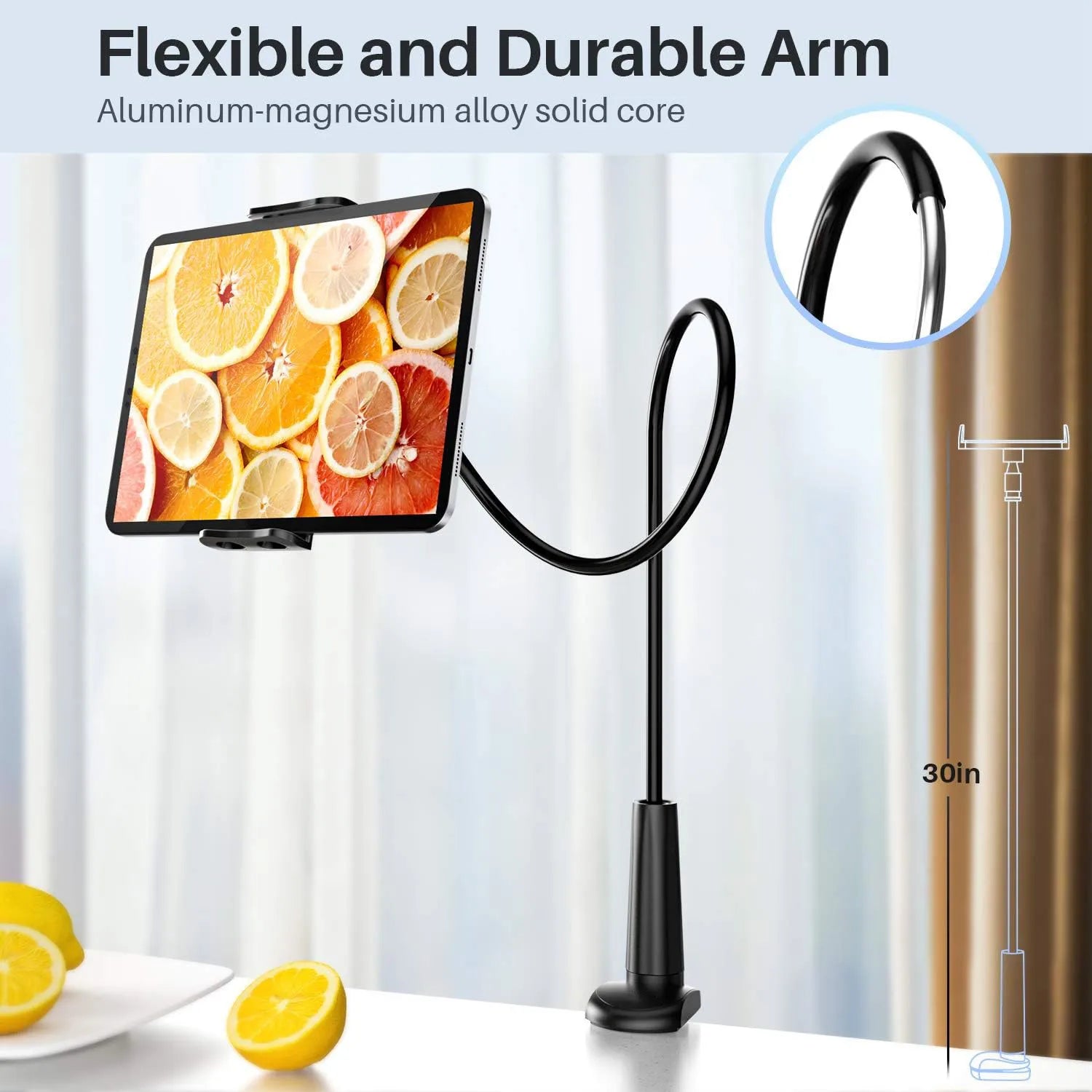 80cm Tablet Holder Stand Bed Adjustable Flexible Arm Tablets Mount Clamp on Table For iPad Air Mini Or Other 4.7-10.5