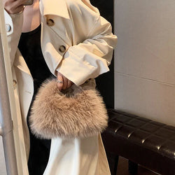 Winter Fashion Plush Women'S Hand Bag Cute Soft Faux Fur