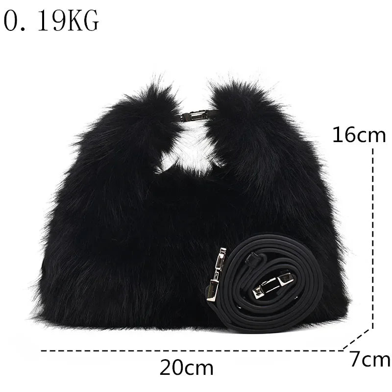 Winter Fashion Plush Women'S Hand Bag Cute Soft Faux Fur