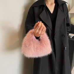 Winter Fashion Plush Women'S Hand Bag Cute Soft Faux Fur