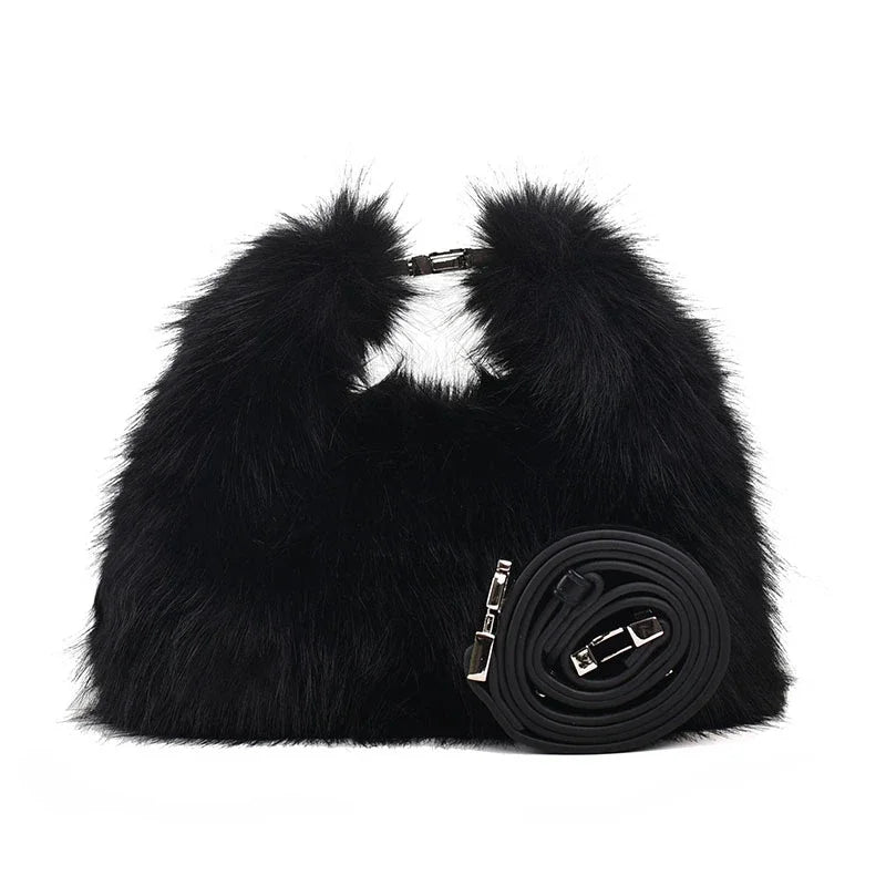 Winter Fashion Plush Women'S Hand Bag Cute Soft Faux Fur