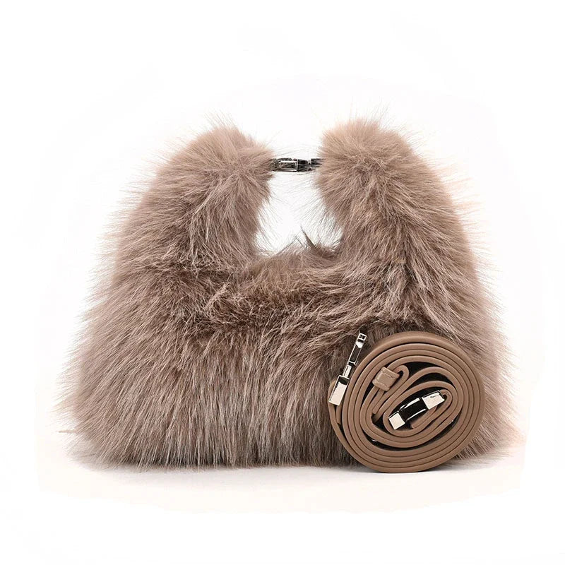 Winter Fashion Plush Women'S Hand Bag Cute Soft Faux Fur