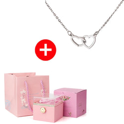 Valentine's Day Gift  Double Heart/ Engraved Name Steel Necklace Eternal Rose Box