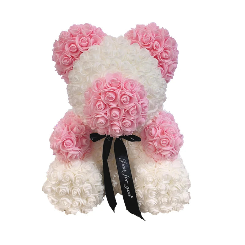 2024 Rose Bear Teddy - 40cm Heart-Shaped Artificial Rose Bear for Women | Perfect Valentine’s Day Gift