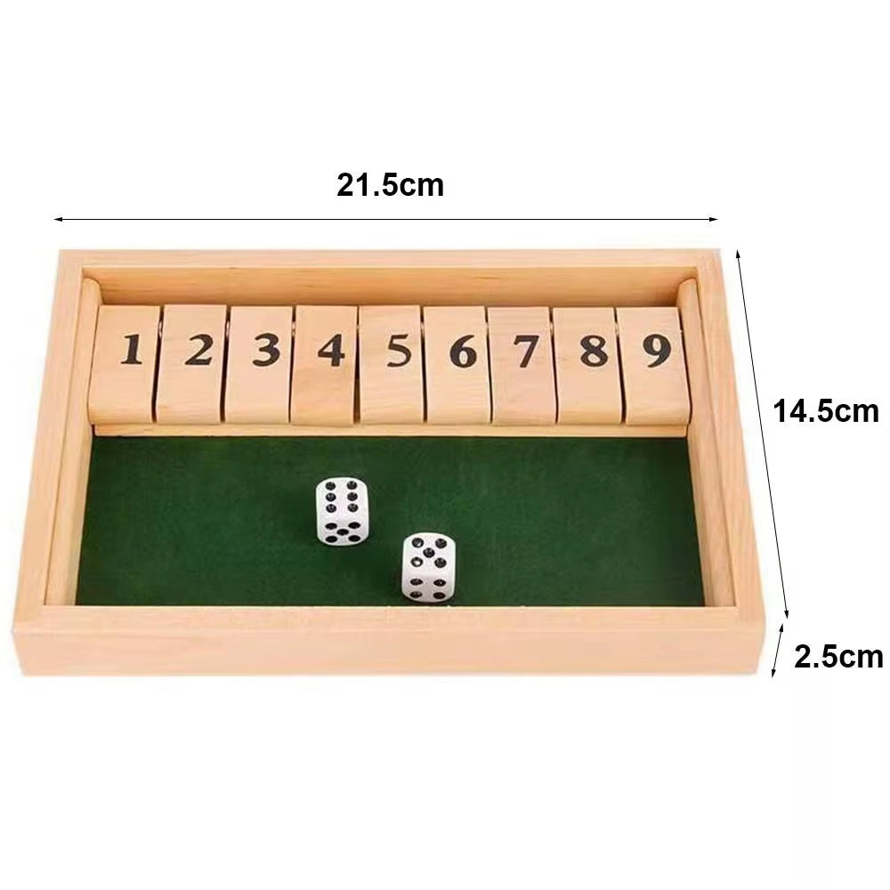 Shut the Box Dice Game – Wooden 4-Player Board for Family Fun & Party Entertainment