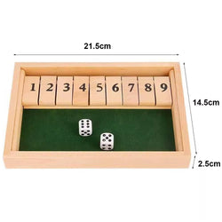 Shut the Box Dice Game – Wooden 4-Player Board for Family Fun & Party Entertainment