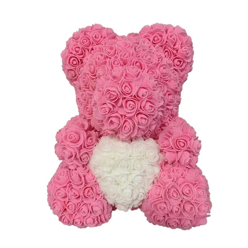 2024 Rose Bear Teddy - 40cm Heart-Shaped Artificial Rose Bear for Women | Perfect Valentine’s Day Gift