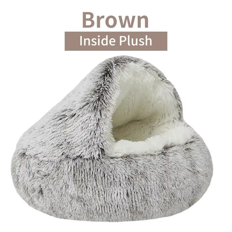 Cozy 2-in-1 Winter Plush Pet Bed – Warm Cat & Small Dog Cushion Nest