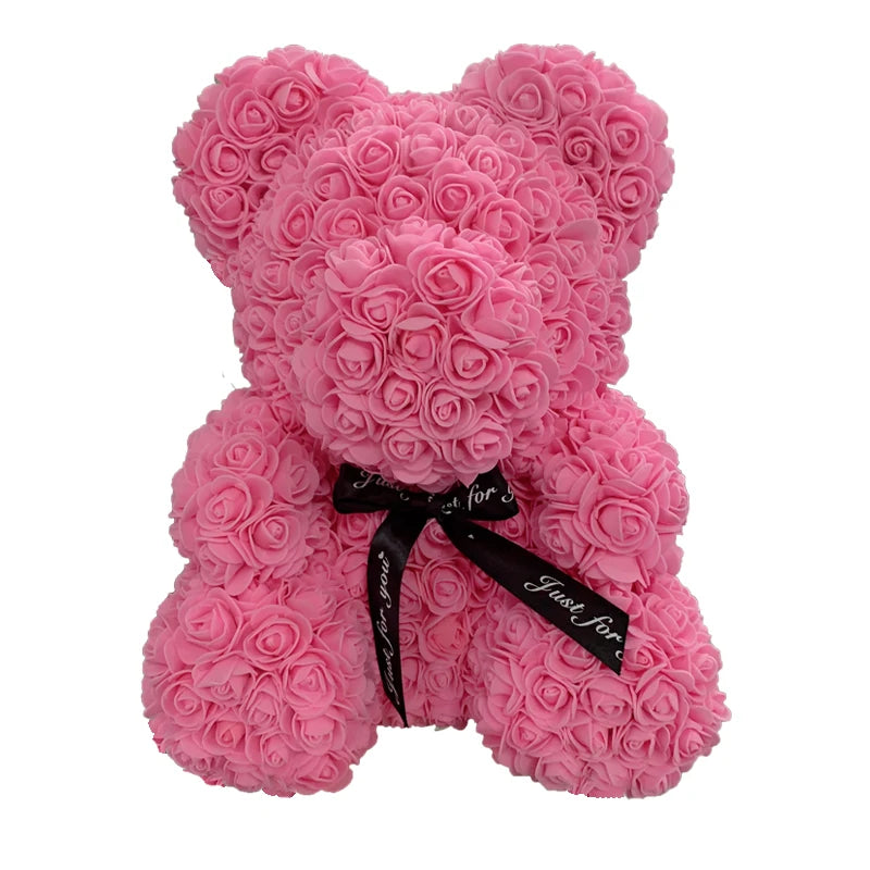 2024 Rose Bear Teddy - 40cm Heart-Shaped Artificial Rose Bear for Women | Perfect Valentine’s Day Gift