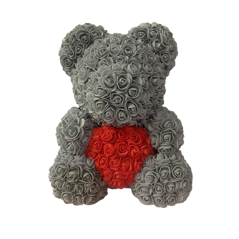 2024 Rose Bear Teddy - 40cm Heart-Shaped Artificial Rose Bear for Women | Perfect Valentine’s Day Gift