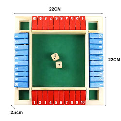 Shut the Box Dice Game – Wooden 4-Player Board for Family Fun & Party Entertainment