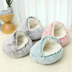 Cozy 2-in-1 Winter Plush Pet Bed – Warm Cat & Small Dog Cushion Nest