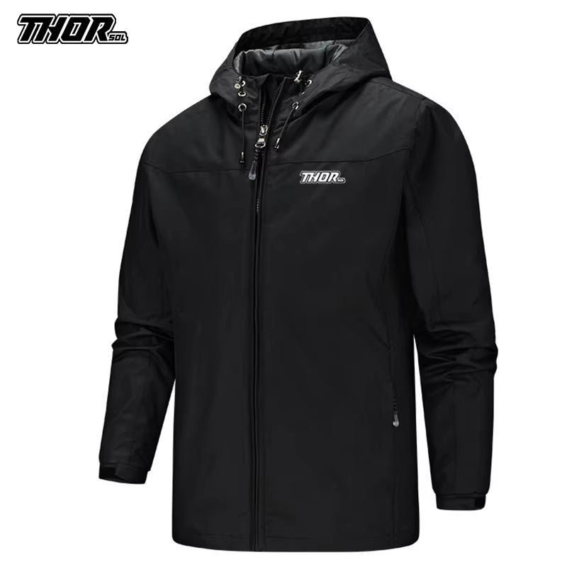 Men's Waterproof Cycling Jacket, Hooded Raincoat for Motocross & Bike Racing