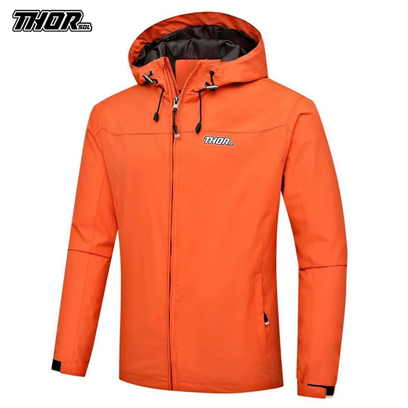 Men's Waterproof Cycling Jacket, Hooded Raincoat for Motocross & Bike Racing