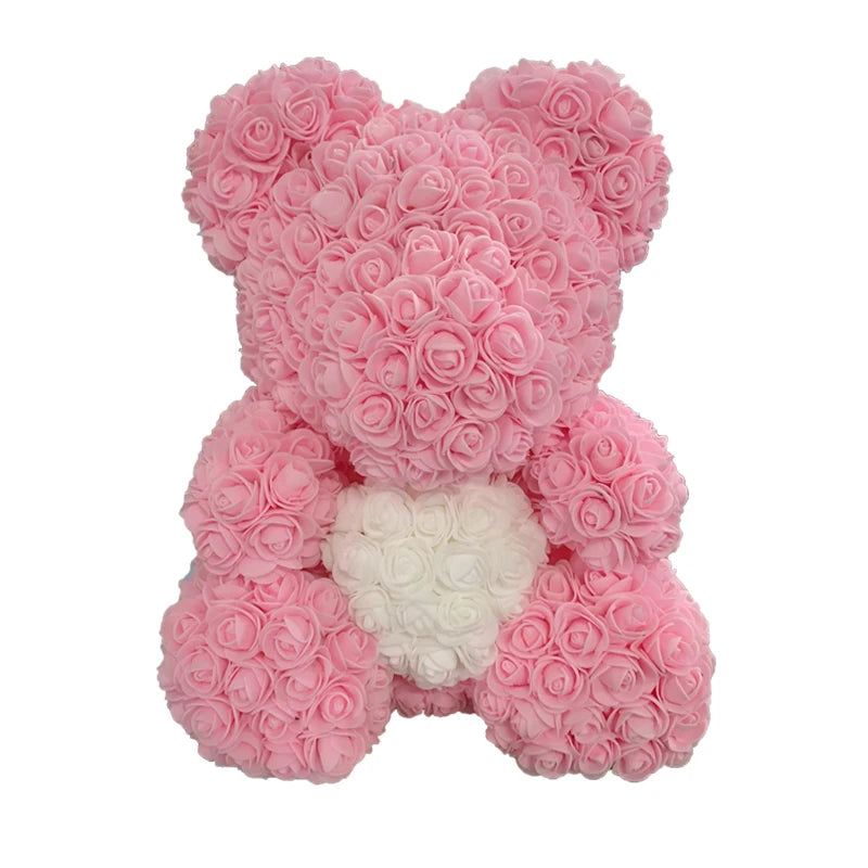 2024 Rose Bear Teddy - 40cm Heart-Shaped Artificial Rose Bear for Women | Perfect Valentine’s Day Gift