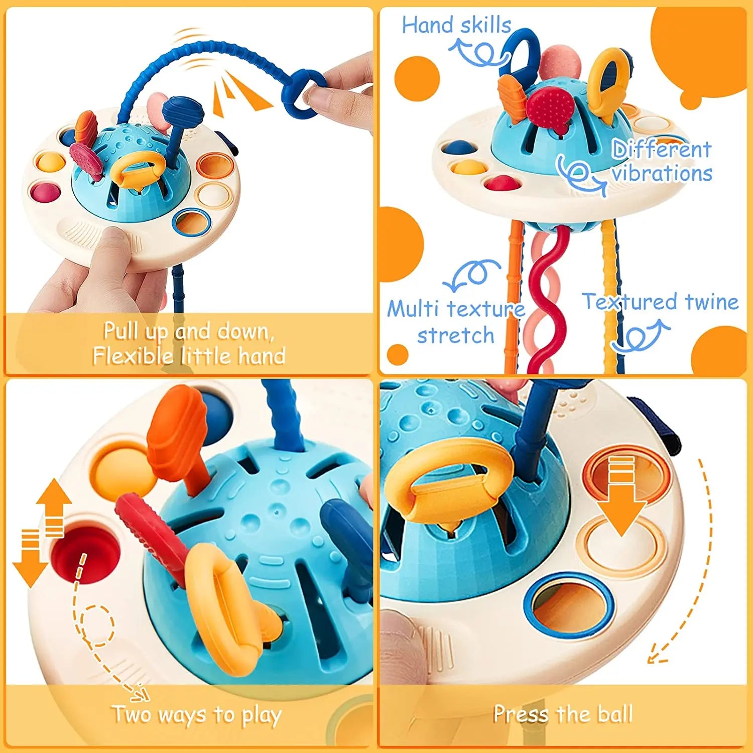 Montessori Pull String Sensory Toys – Silicone Teething & Activity Toys for Babies (6-12 Months)