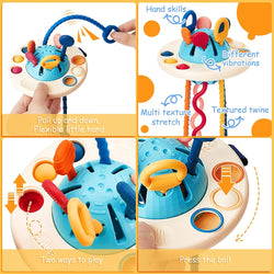 Montessori Pull String Sensory Toys – Silicone Teething & Activity Toys for Babies (6-12 Months)