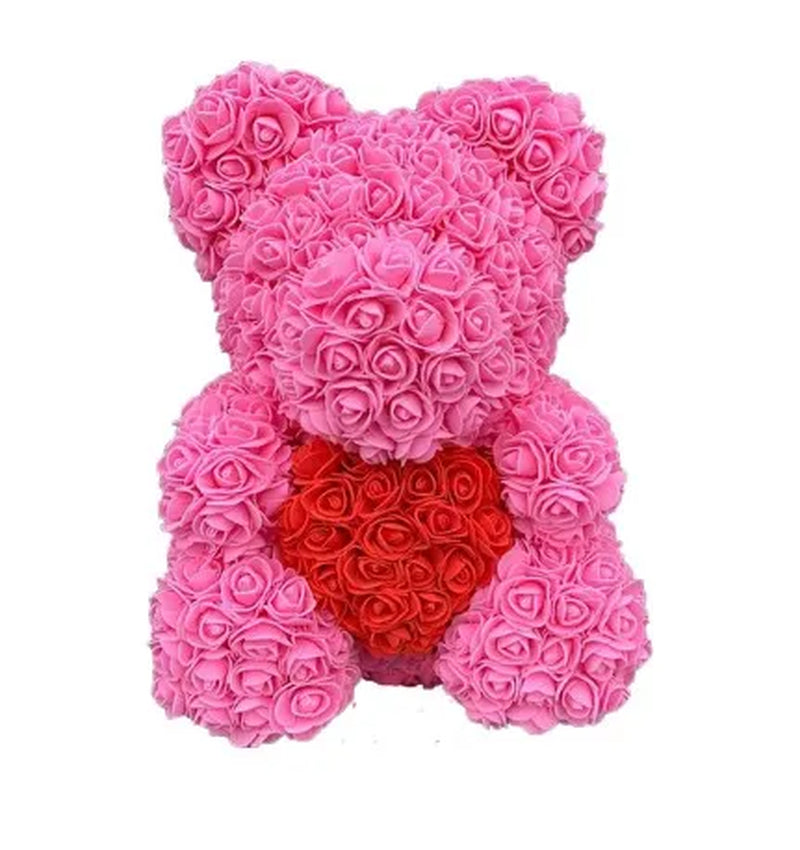 2024 Rose Bear Teddy - 40cm Heart-Shaped Artificial Rose Bear for Women | Perfect Valentine’s Day Gift