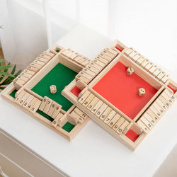 Shut the Box Dice Game – Wooden 4-Player Board for Family Fun & Party Entertainment