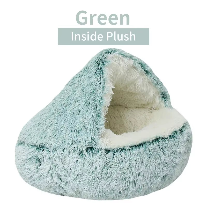 Cozy 2-in-1 Winter Plush Pet Bed – Warm Cat & Small Dog Cushion Nest