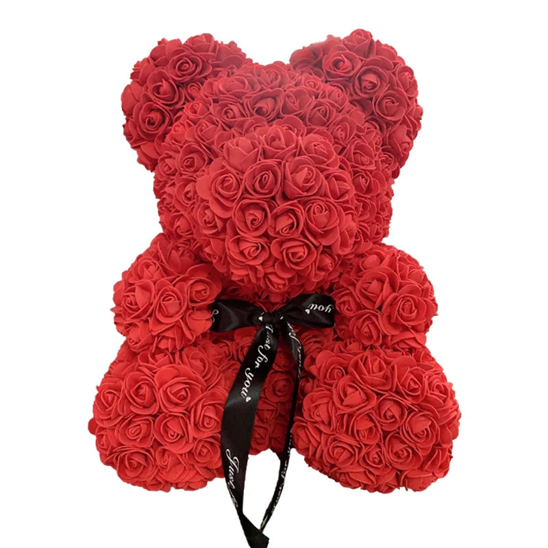 2024 Rose Bear Teddy - 40cm Heart-Shaped Artificial Rose Bear for Women | Perfect Valentine’s Day Gift